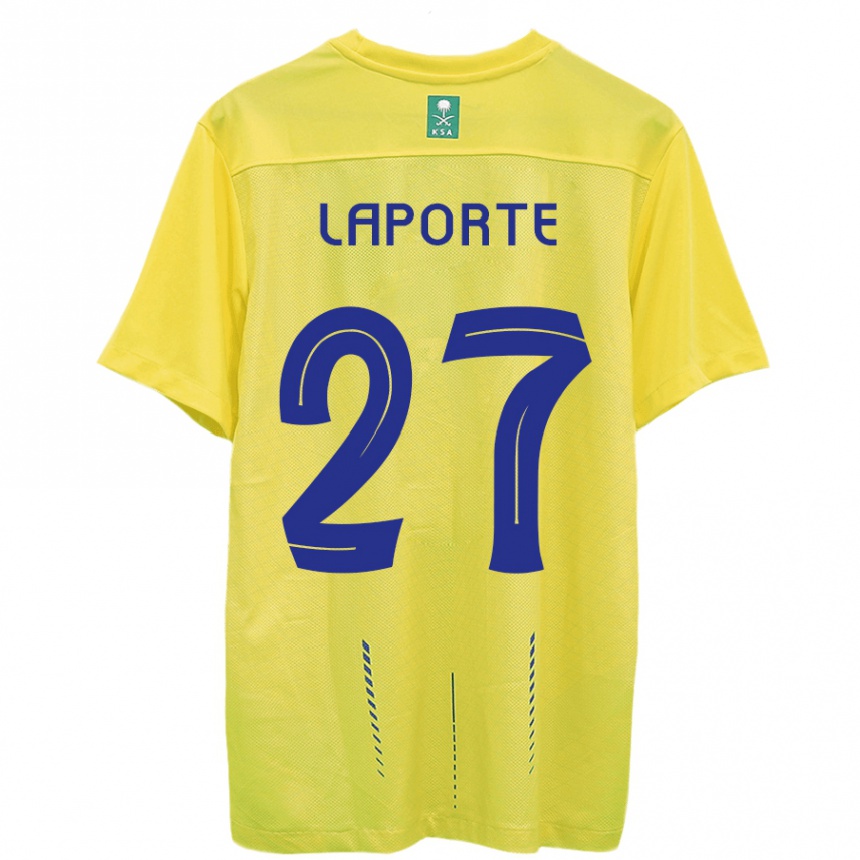 Kids Aymeric Laporte #27 Yellow Home Jersey 2023/24 T-Shirt Canada