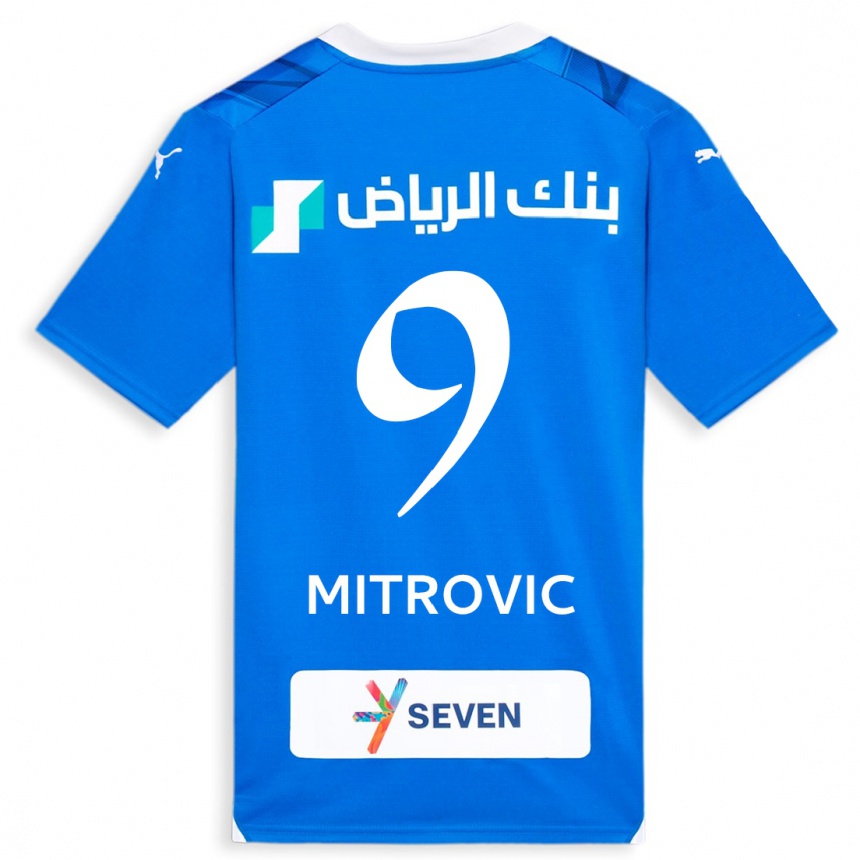 Enfant Football Maillot Aleksandar Mitrovic #9 Bleu Tenues Domicile 2023/24 Canada