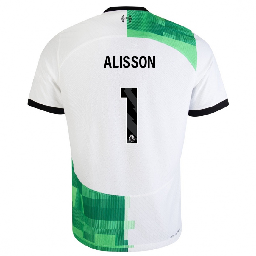 Kids  Alisson #1 White Green Away Jersey 2023/24 T-Shirt Canada