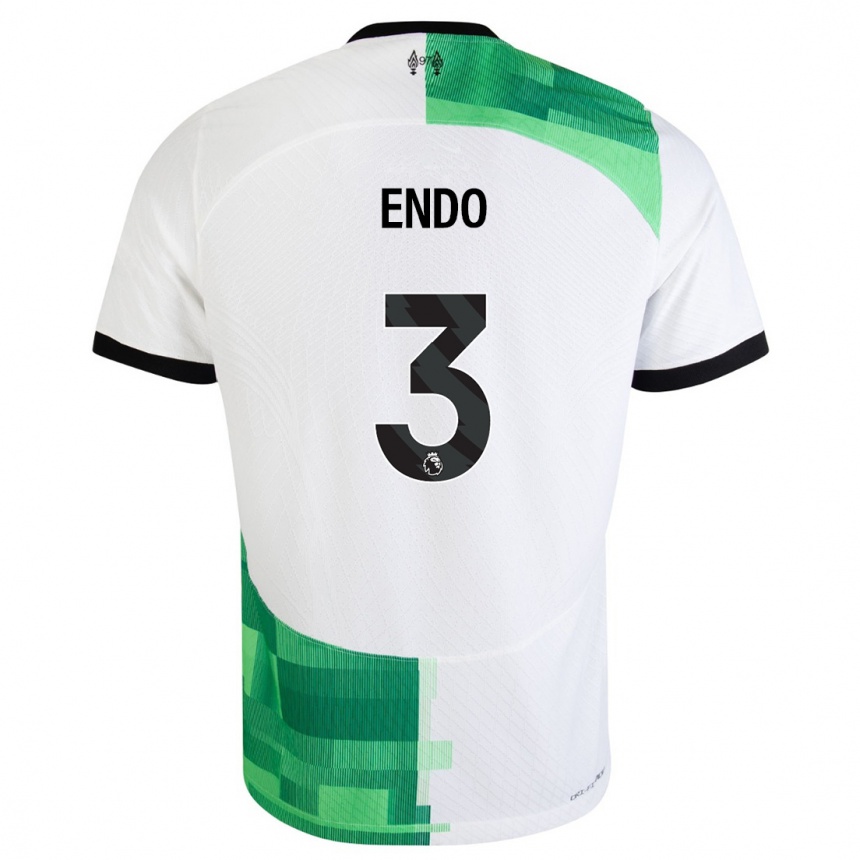 Kids  Wataru Endo #3 White Green Away Jersey 2023/24 T-Shirt Canada