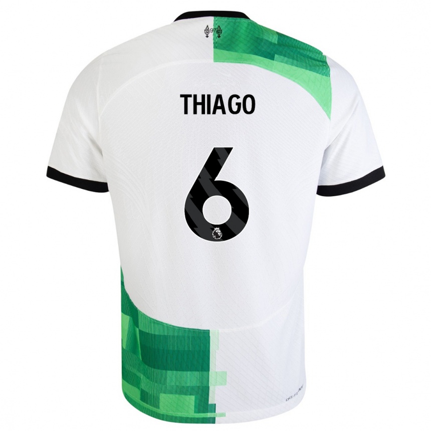 Kids  Thiago #6 White Green Away Jersey 2023/24 T-Shirt Canada