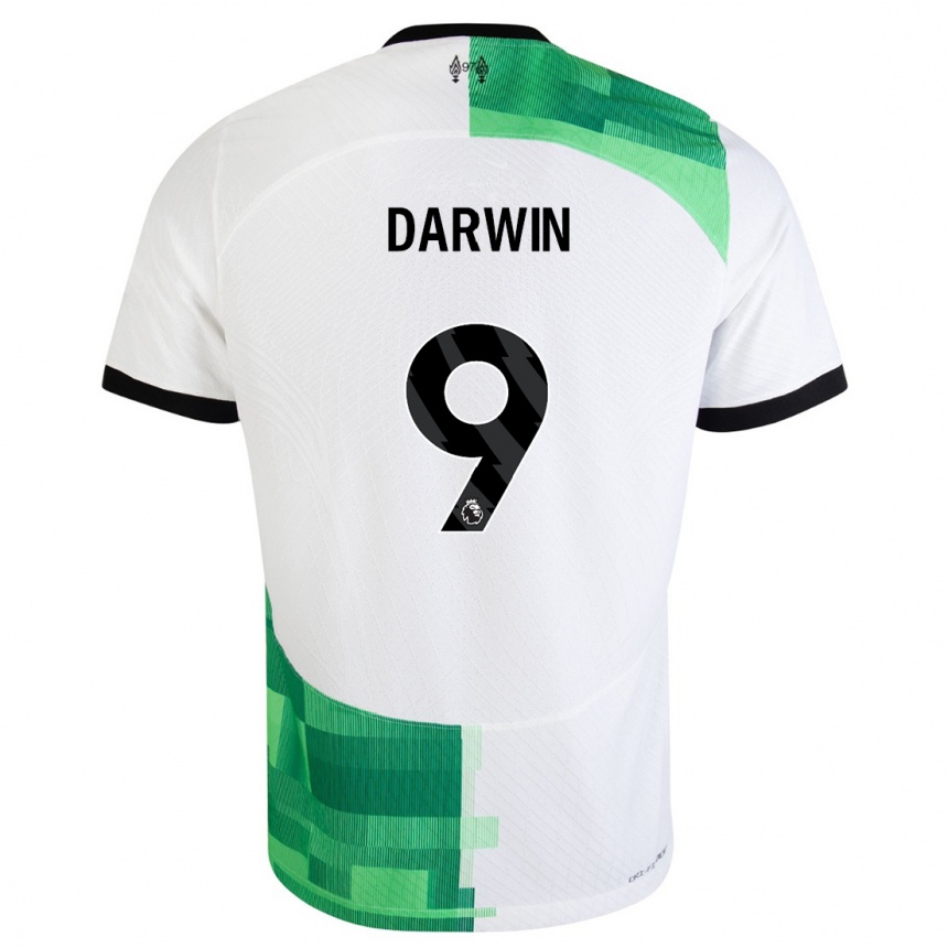 Kids Darwin Nunez #9 White Green Away Jersey 2023/24 T-Shirt Canada