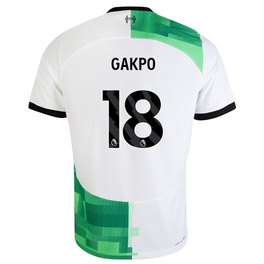 Kids  Cody Gakpo #18 White Green Away Jersey 2023/24 T-Shirt Canada