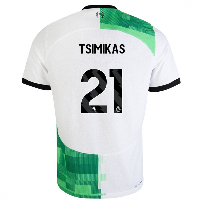 Kids  Konstantinos Tsimikas #21 White Green Away Jersey 2023/24 T-Shirt Canada