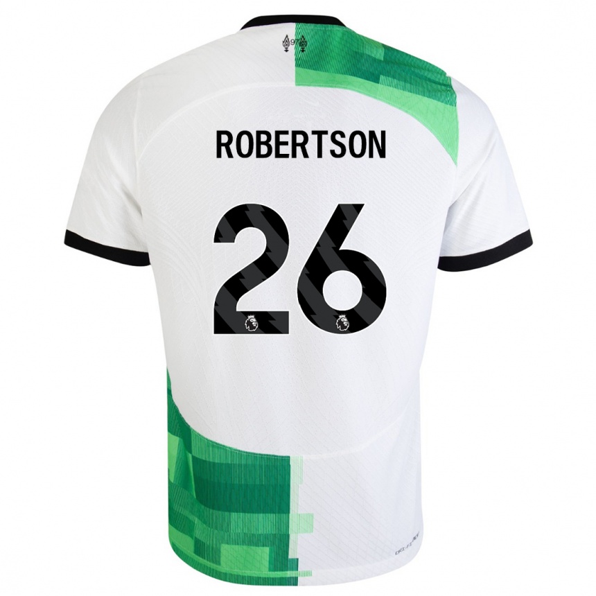 Kids Andrew Robertson #26 White Green Away Jersey 2023/24 T-Shirt Canada