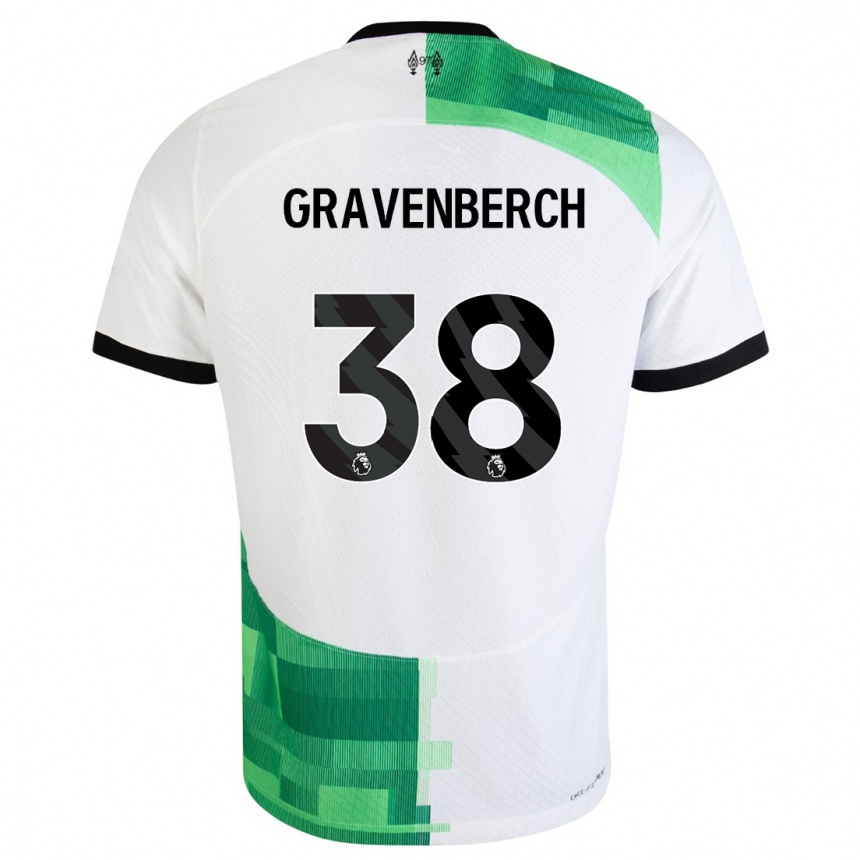 Kids  Ryan Gravenberch #38 White Green Away Jersey 2023/24 T-Shirt Canada