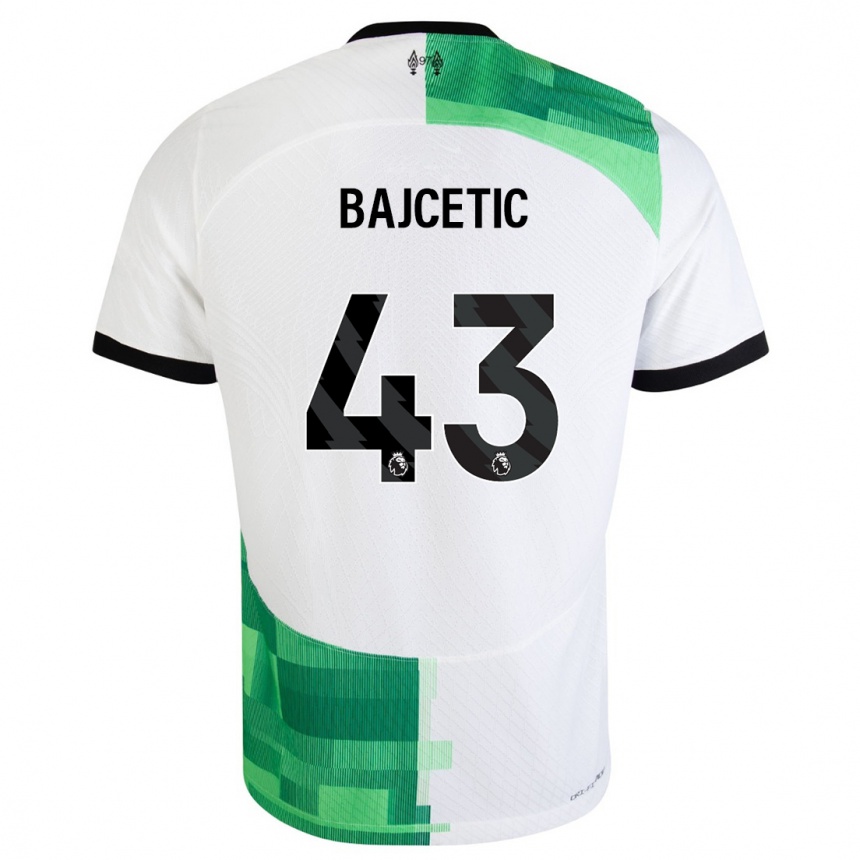 Kids  Stefan Bajcetic #43 White Green Away Jersey 2023/24 T-Shirt Canada