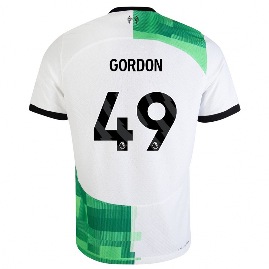 Kids Kaide Gordon #49 White Green Away Jersey 2023/24 T-Shirt Canada