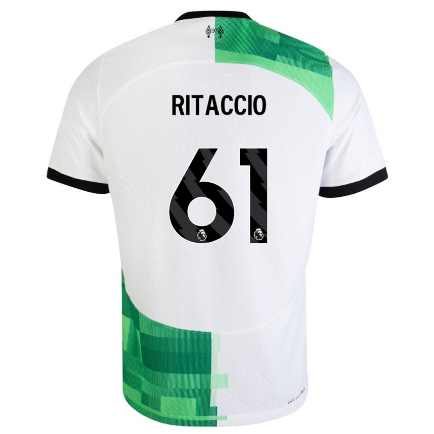 Enfant Football Maillot Matteo Ritaccio #61 Blanc Vert Tenues Extérieur 2023/24 Canada