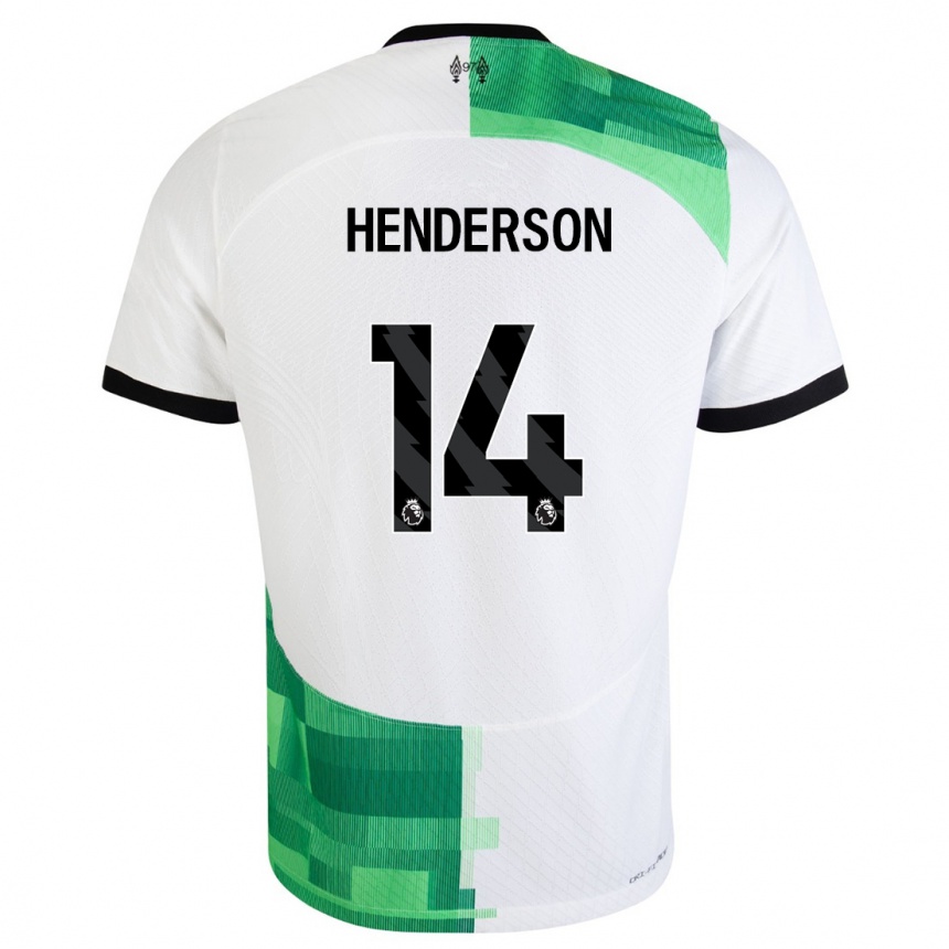 Kids Henderson #14 White Green Away Jersey 2023/24 T-Shirt Canada