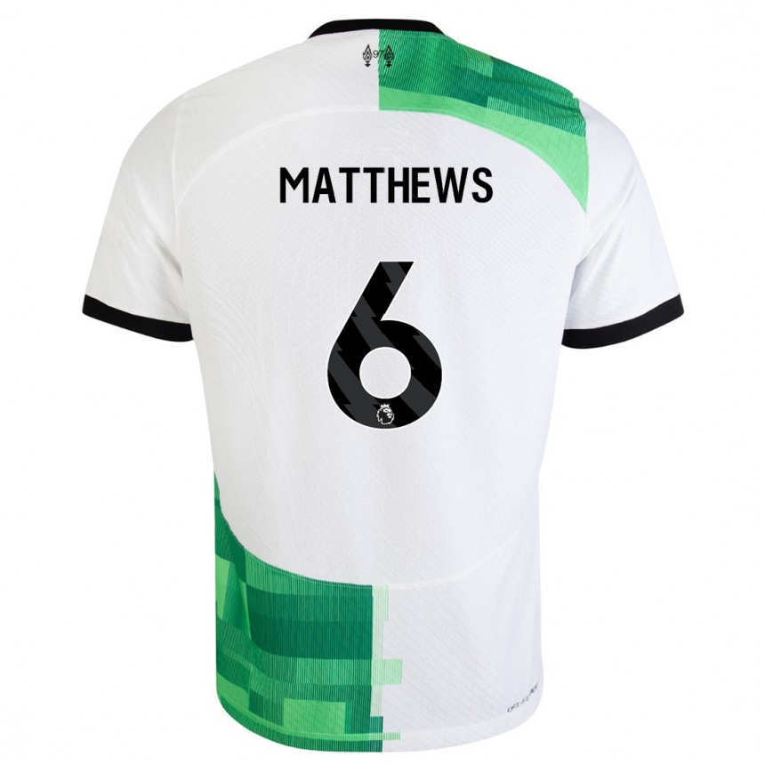 Kids Jasmine Matthews #6 White Green Away Jersey 2023/24 T-Shirt Canada