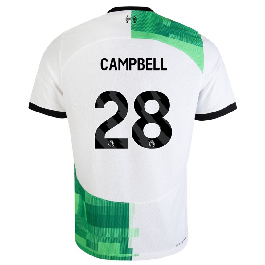 Kids Megan Campbell #28 White Green Away Jersey 2023/24 T-Shirt Canada