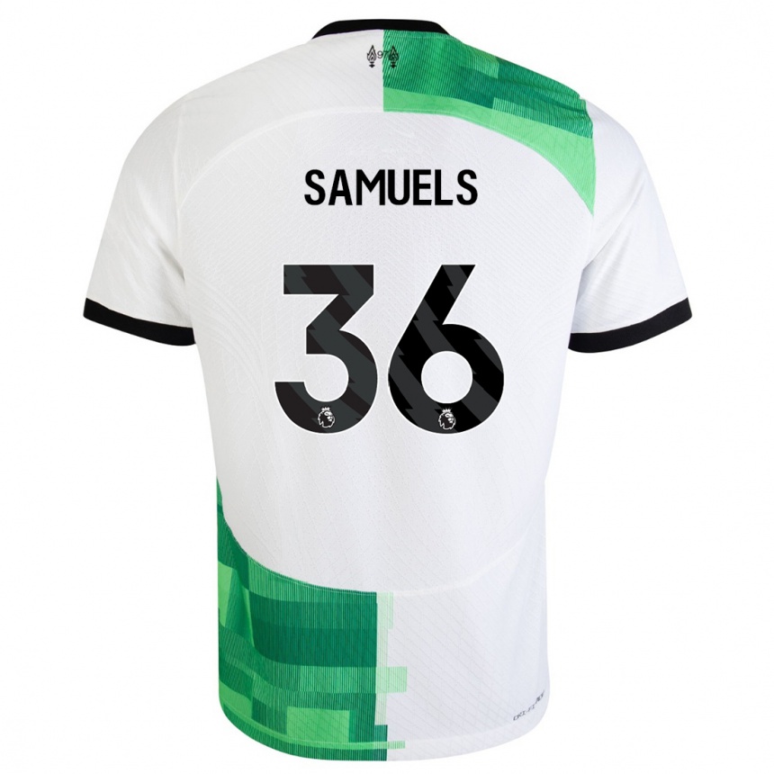 Kids  Kerron Samuels #36 White Green Away Jersey 2023/24 T-Shirt Canada