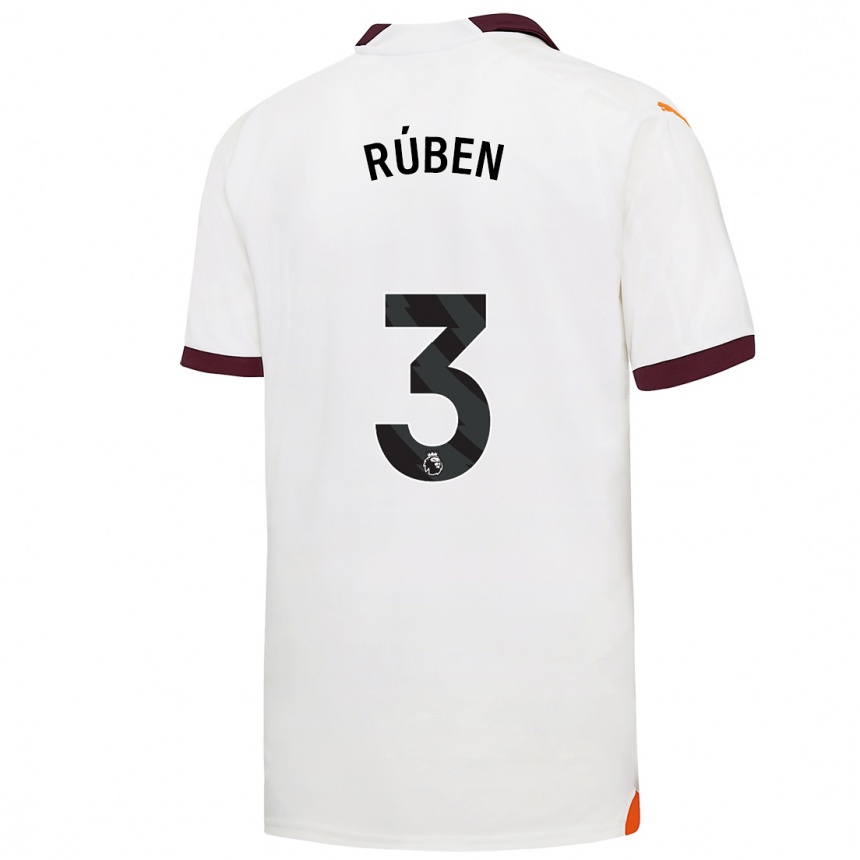 Kids  Ruben Dias #3 White Away Jersey 2023/24 T-Shirt Canada