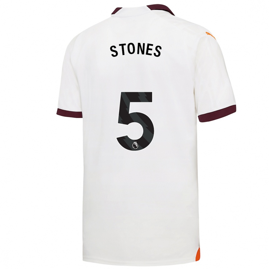 Kids John Stones #5 White Away Jersey 2023/24 T-Shirt Canada