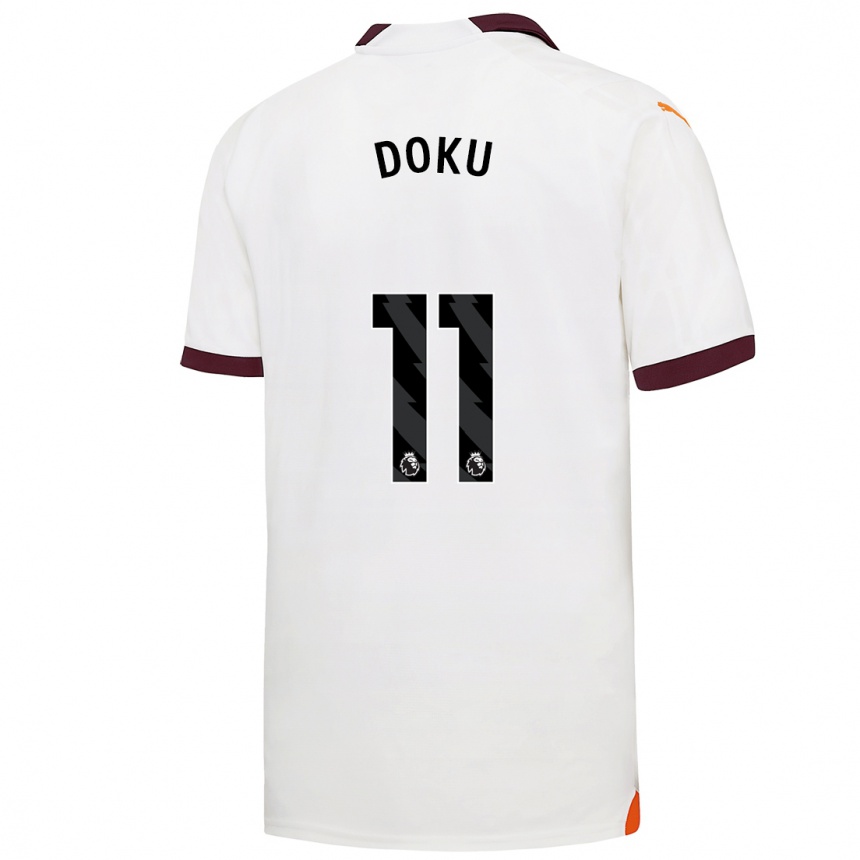 Kids  Jérémy Doku #11 White Away Jersey 2023/24 T-Shirt Canada