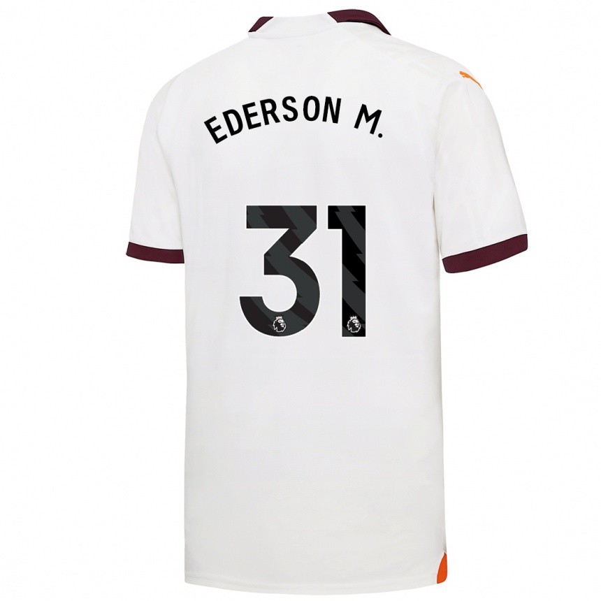 Kids  Ederson Moraes #31 White Away Jersey 2023/24 T-Shirt Canada