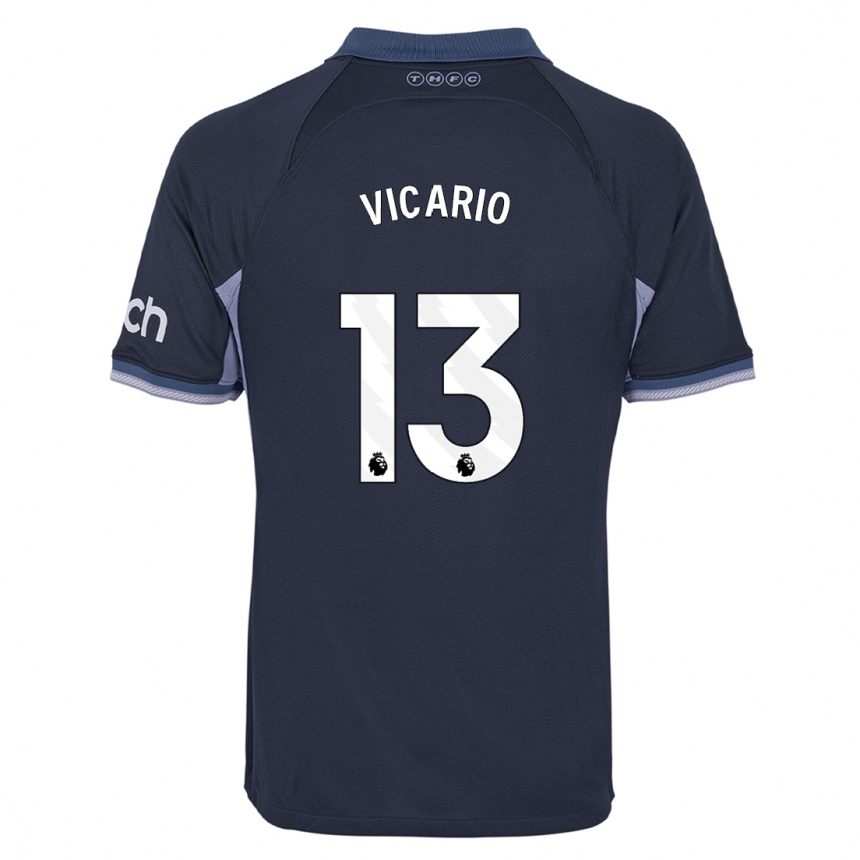 Kids Guglielmo Vicario #13 Dark Blue Away Jersey 2023/24 T-Shirt Canada