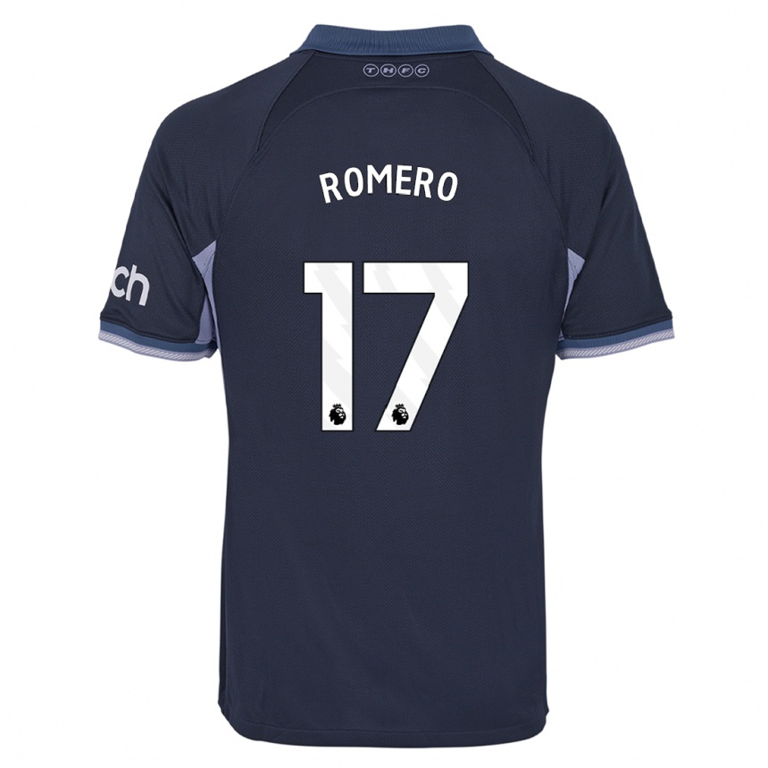 Kids Cristian Romero #17 Dark Blue Away Jersey 2023/24 T-Shirt Canada