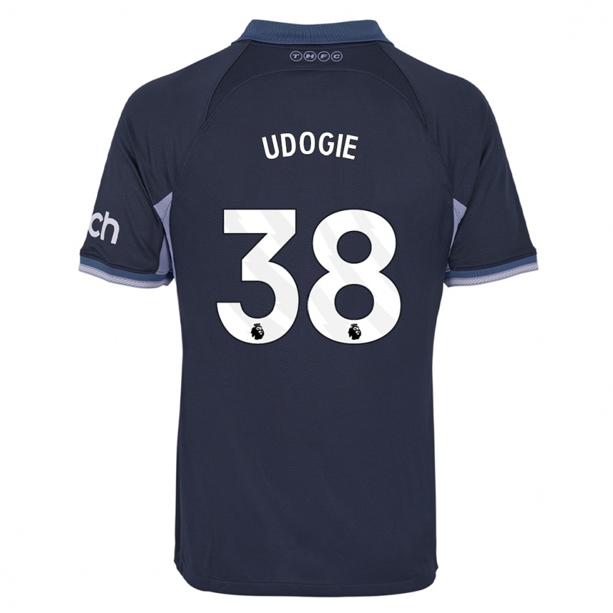 Enfant Football Maillot Destiny Udogie #38 Bleu Foncé Tenues Extérieur 2023/24 Canada