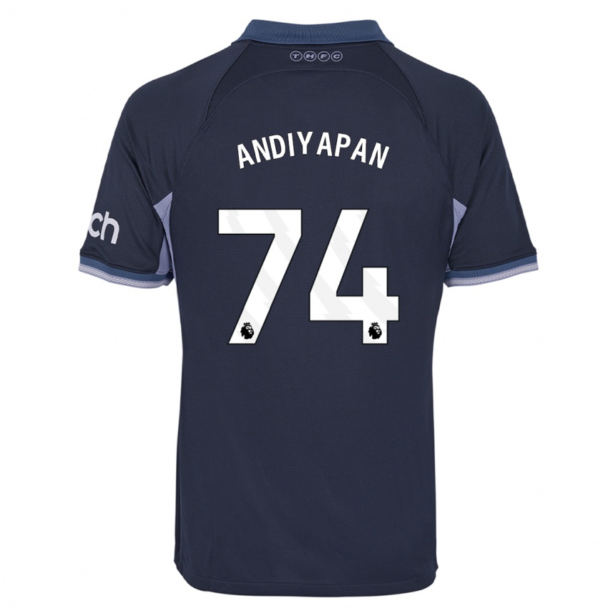 Enfant Football Maillot William Andiyapan #74 Bleu Foncé Tenues Extérieur 2023/24 Canada