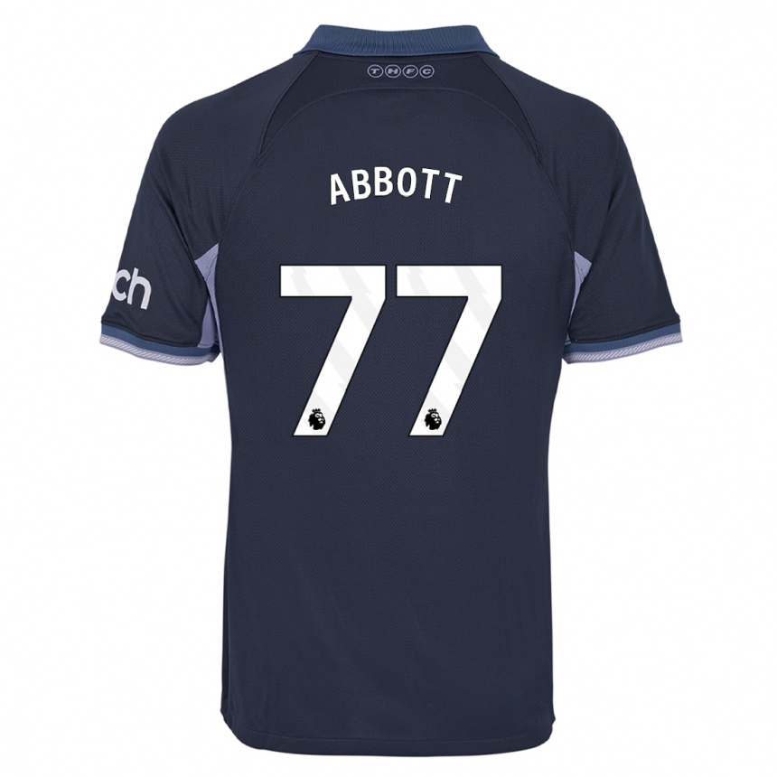 Enfant Football Maillot George Abbott #77 Bleu Foncé Tenues Extérieur 2023/24 Canada