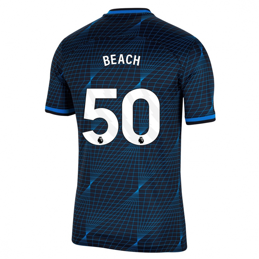 Enfant Football Maillot Eddie Beach #50 Bleu Foncé Tenues Extérieur 2023/24 Canada