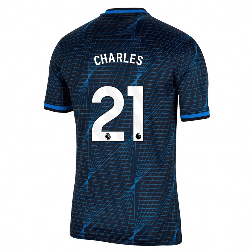 Enfant Football Maillot Niamh Charles #21 Bleu Foncé Tenues Extérieur 2023/24 Canada