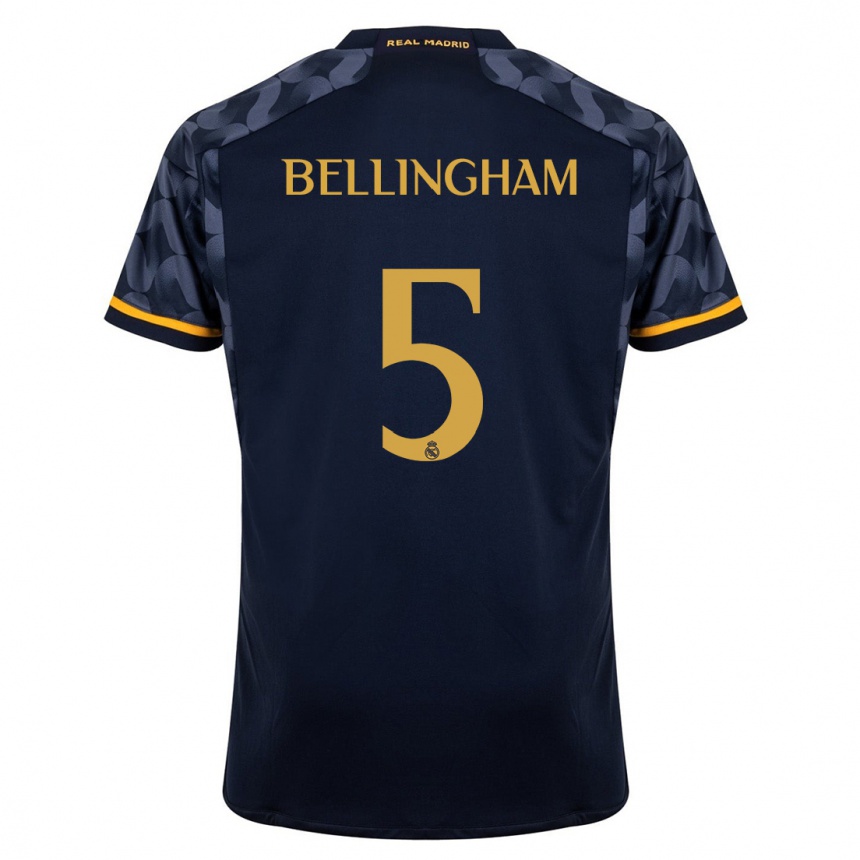 Enfant Football Maillot Jude Bellingham #5 Bleu Foncé Tenues Extérieur 2023/24 Canada