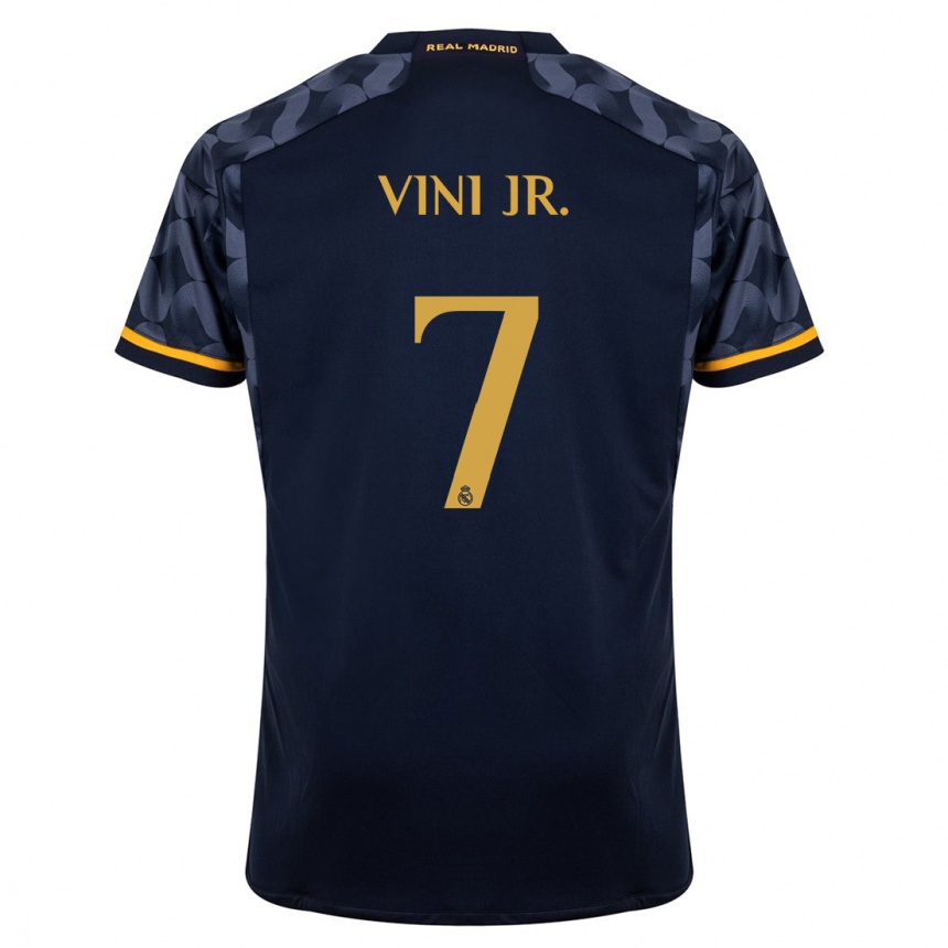 Enfant Football Maillot Vinicius Junior #7 Bleu Foncé Tenues Extérieur 2023/24 Canada