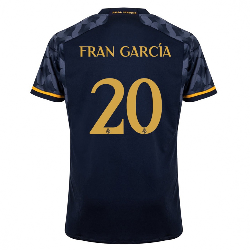 Kids  Fran García #20 Dark Blue Away Jersey 2023/24 T-Shirt Canada