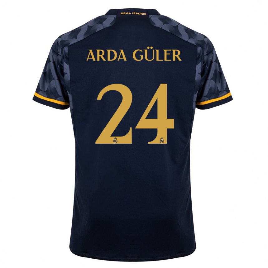 Kids  Arda Güler #24 Dark Blue Away Jersey 2023/24 T-Shirt Canada