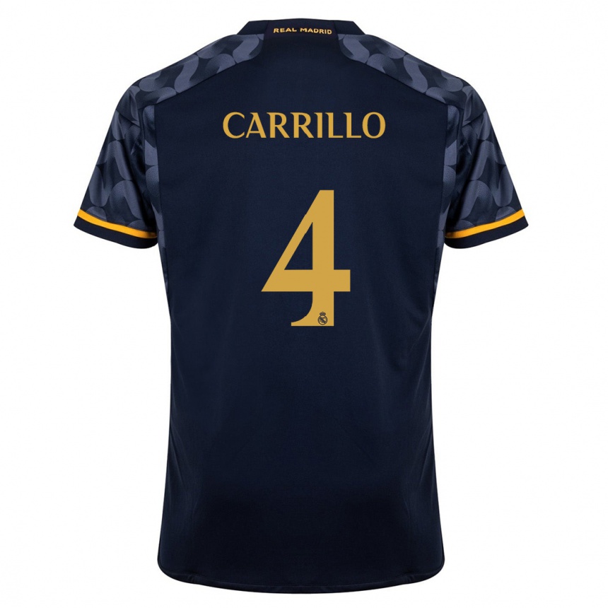 Kids  Álvaro Carrillo #4 Dark Blue Away Jersey 2023/24 T-Shirt Canada