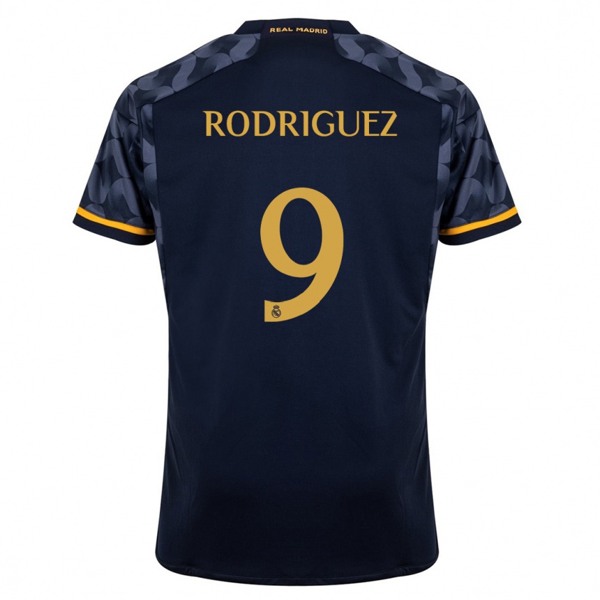 Enfant Football Maillot Alvaro Rodriguez #9 Bleu Foncé Tenues Extérieur 2023/24 Canada