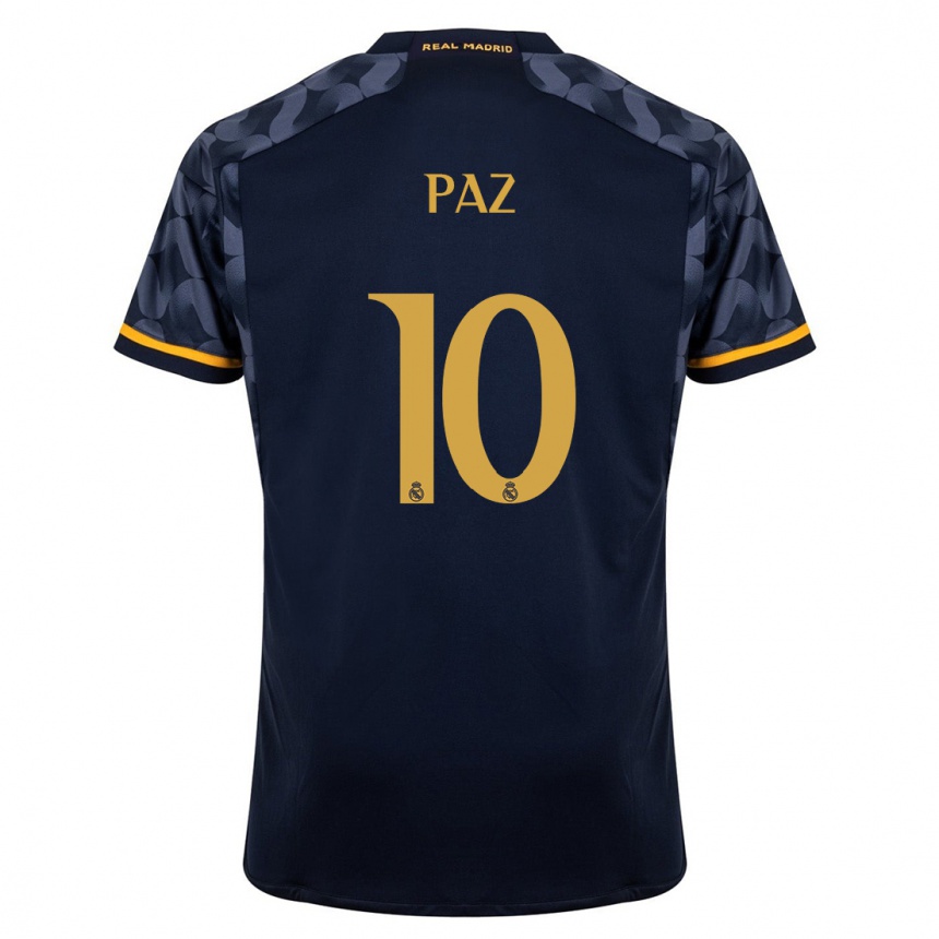 Kids  Nico Paz #10 Dark Blue Away Jersey 2023/24 T-Shirt Canada