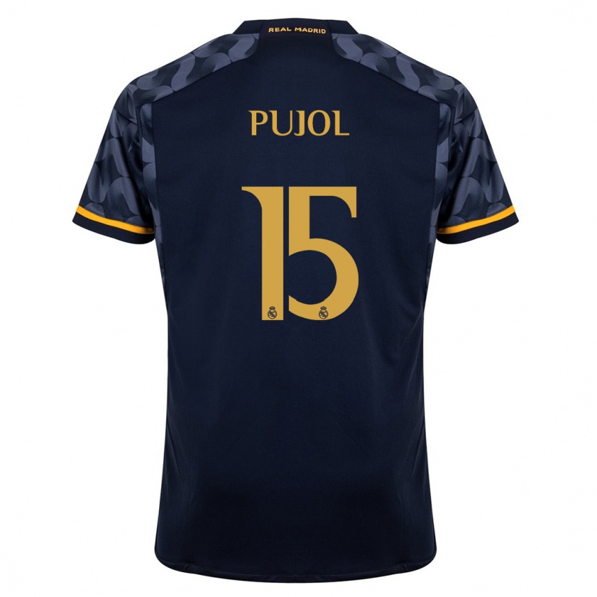 Kids  Edgar Pujol #15 Dark Blue Away Jersey 2023/24 T-Shirt Canada