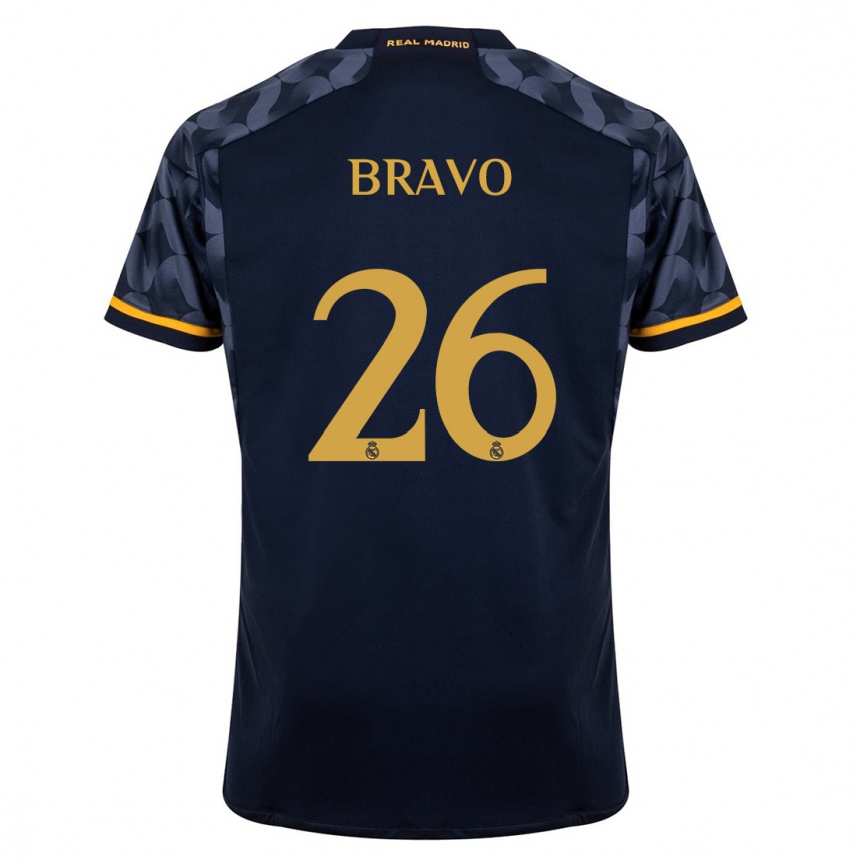 Kids  Iker Bravo #26 Dark Blue Away Jersey 2023/24 T-Shirt Canada