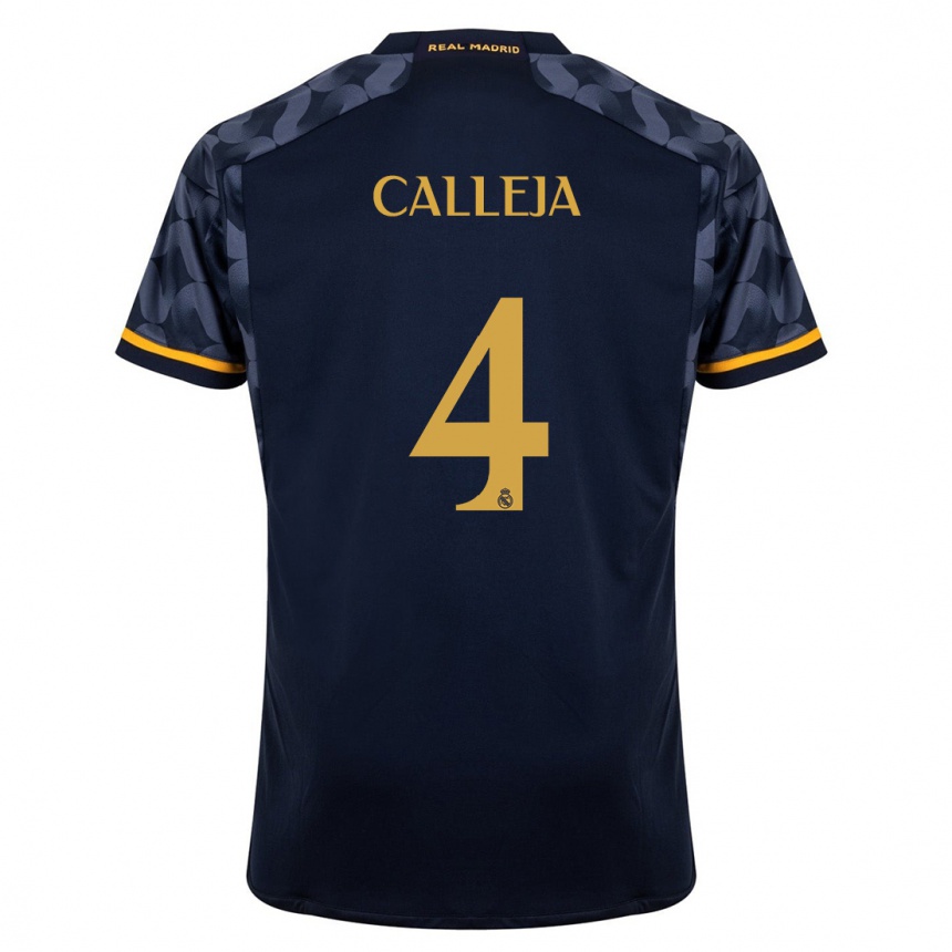 Enfant Football Maillot Jaime Calleja #4 Bleu Foncé Tenues Extérieur 2023/24 Canada