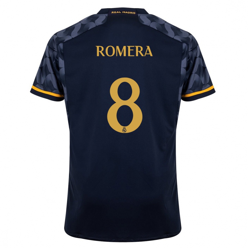 Kids Miguel Romera #8 Dark Blue Away Jersey 2023/24 T-Shirt Canada