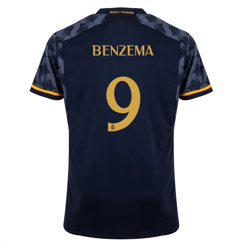 Kids Karim Benzema #9 Dark Blue Away Jersey 2023/24 T-Shirt Canada