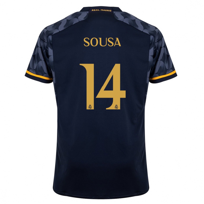 Kids  Kathellen Sousa #14 Dark Blue Away Jersey 2023/24 T-Shirt Canada