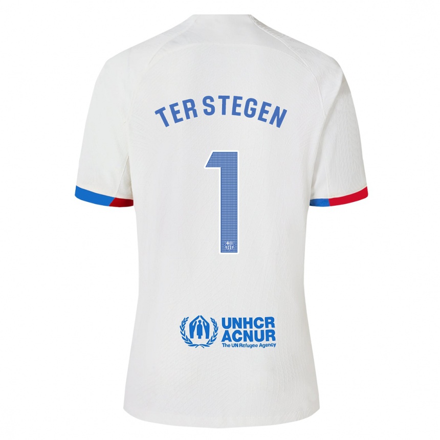 Kids Marc-Andre Ter Stegen #1 White Away Jersey 2023/24 T-Shirt Canada