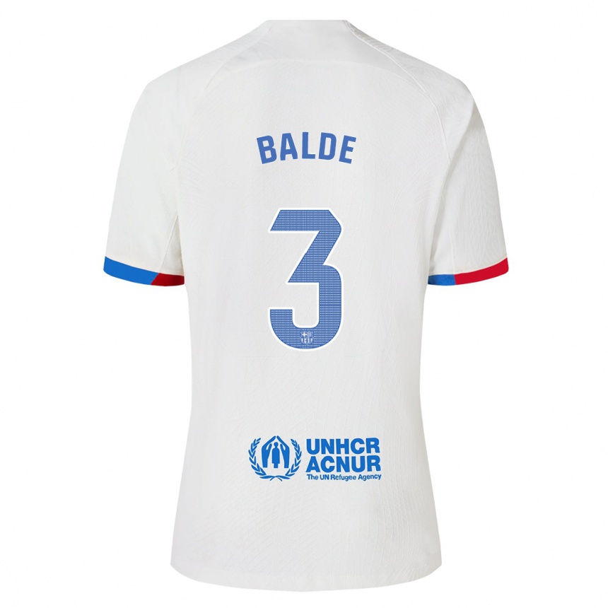 Kids Alejandro Balde #3 White Away Jersey 2023/24 T-Shirt Canada