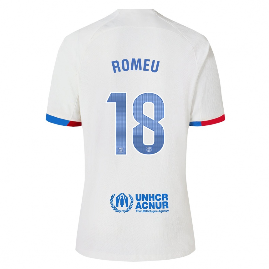 Kids  Oriol Romeu #18 White Away Jersey 2023/24 T-Shirt Canada