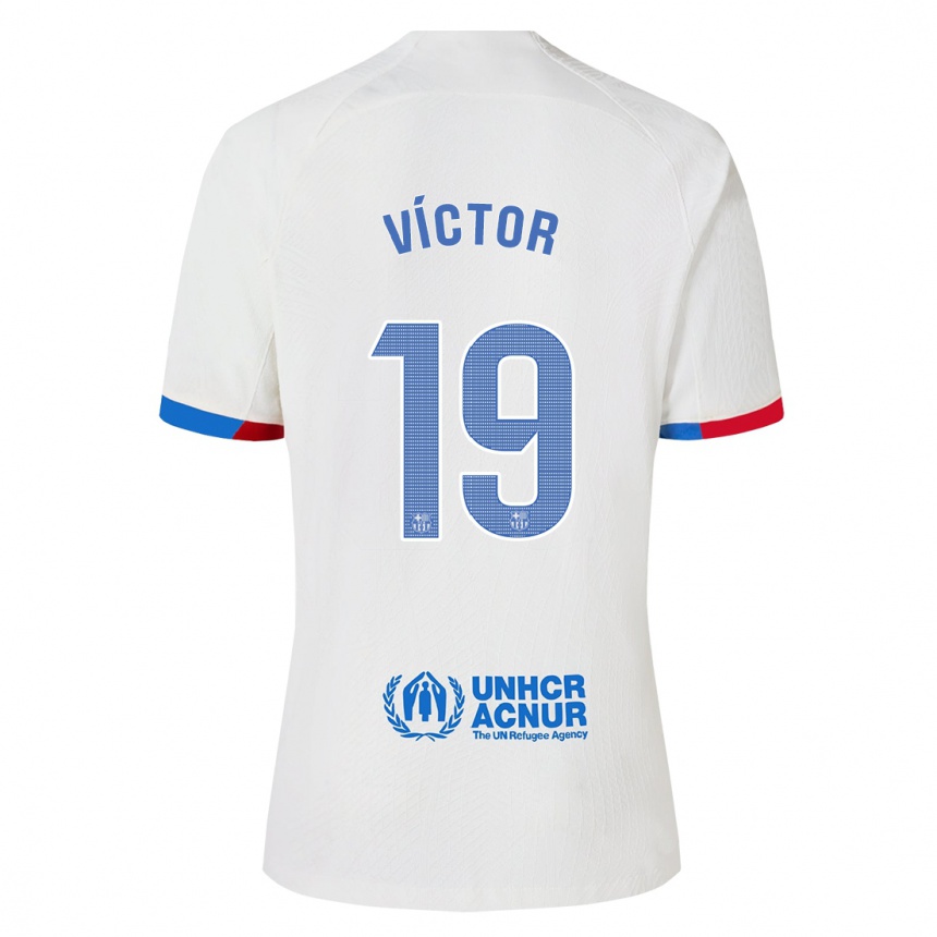 Kids Pau Víctor #19 White Away Jersey 2023/24 T-Shirt Canada