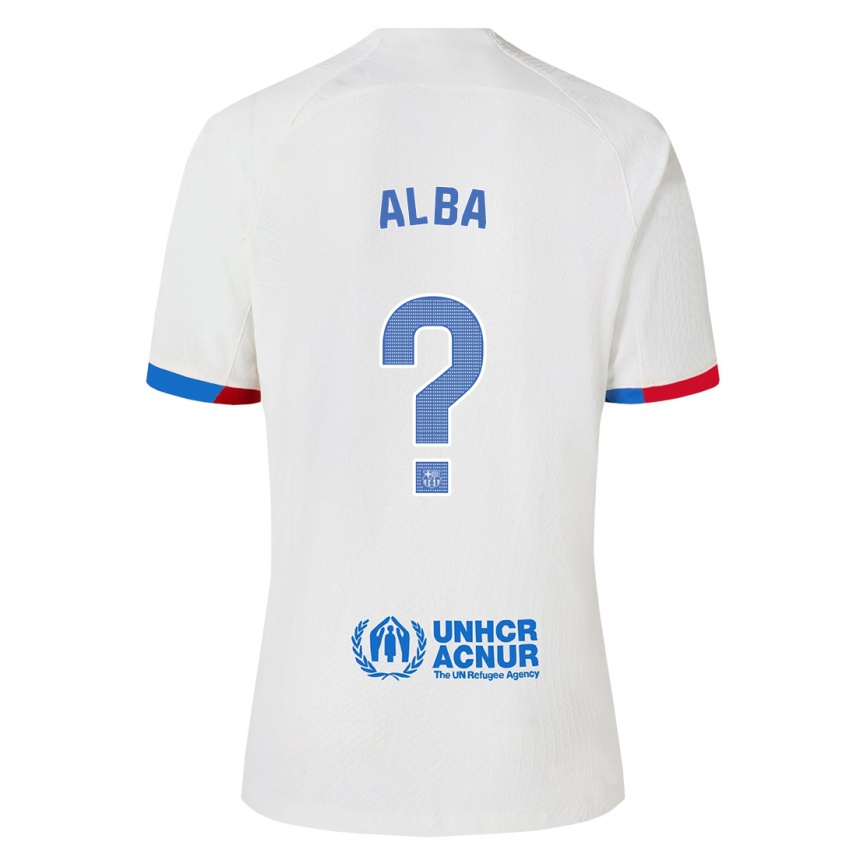 Kids Javi Alba #0 White Away Jersey 2023/24 T-Shirt Canada