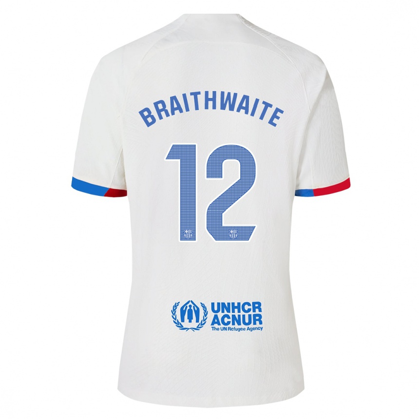 Kids  Martin Braithwaite #12 White Away Jersey 2023/24 T-Shirt Canada