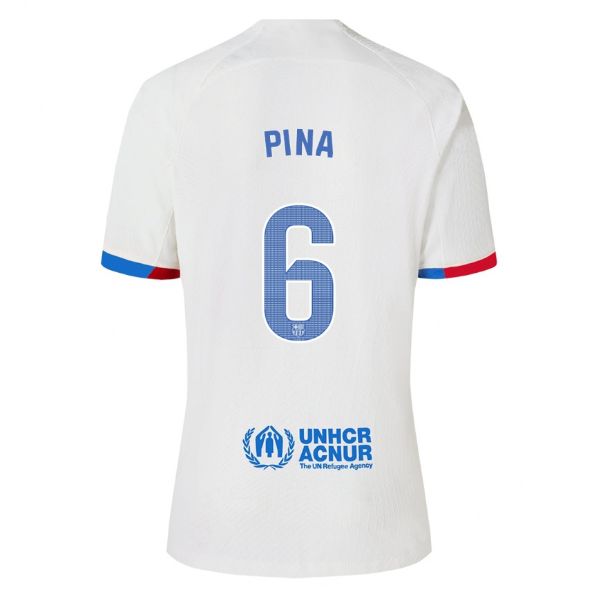 Kids  Claudia Pina #6 White Away Jersey 2023/24 T-Shirt Canada