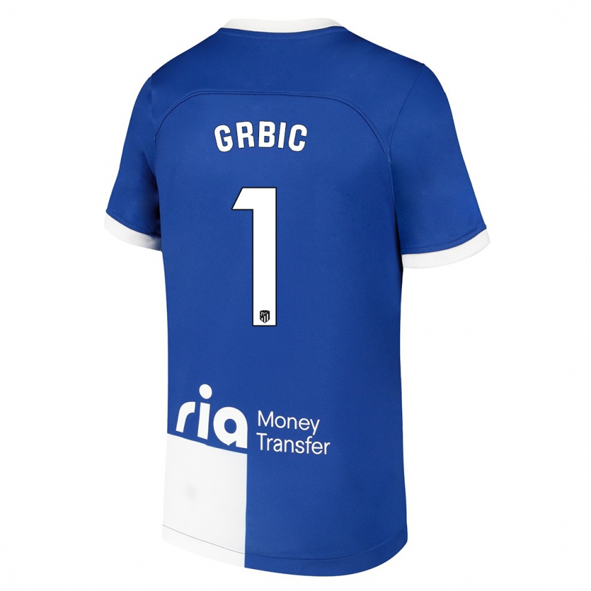 Kids  Ivo Grbic #1 Blue White Away Jersey 2023/24 T-Shirt Canada