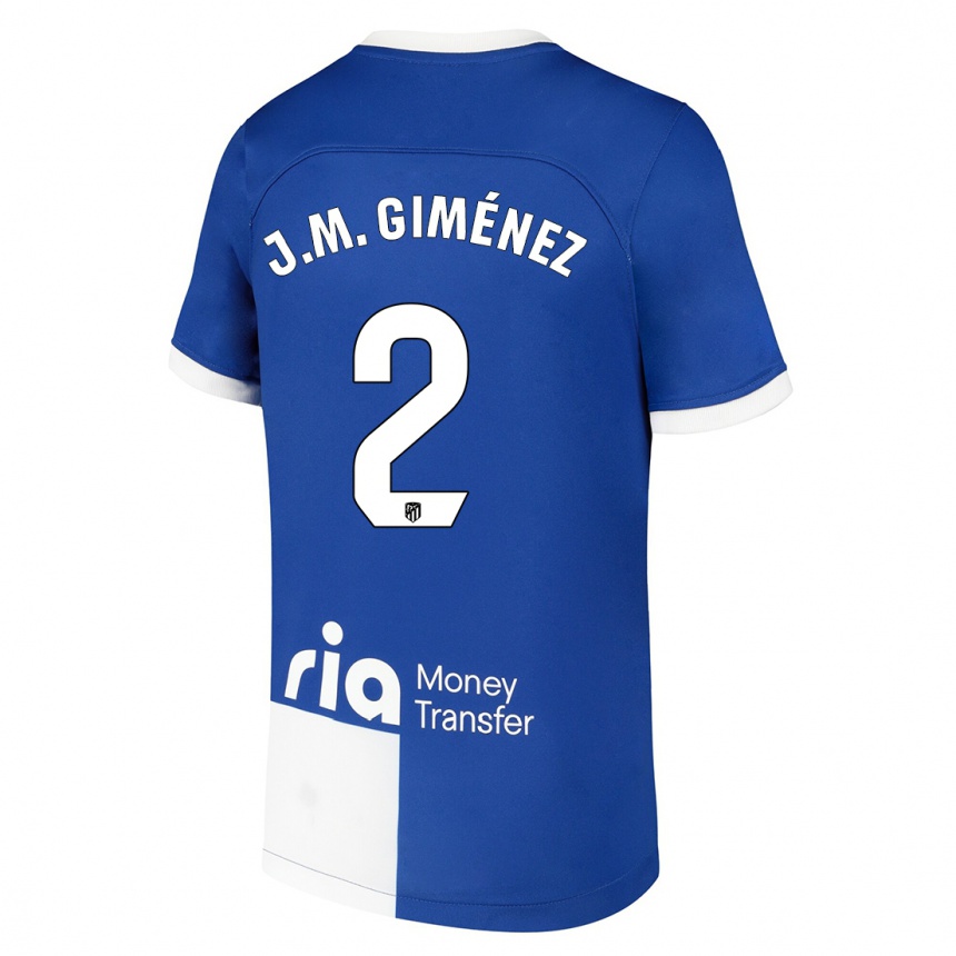 Kids Jose Maria Gimenez #2 Blue White Away Jersey 2023/24 T-Shirt Canada